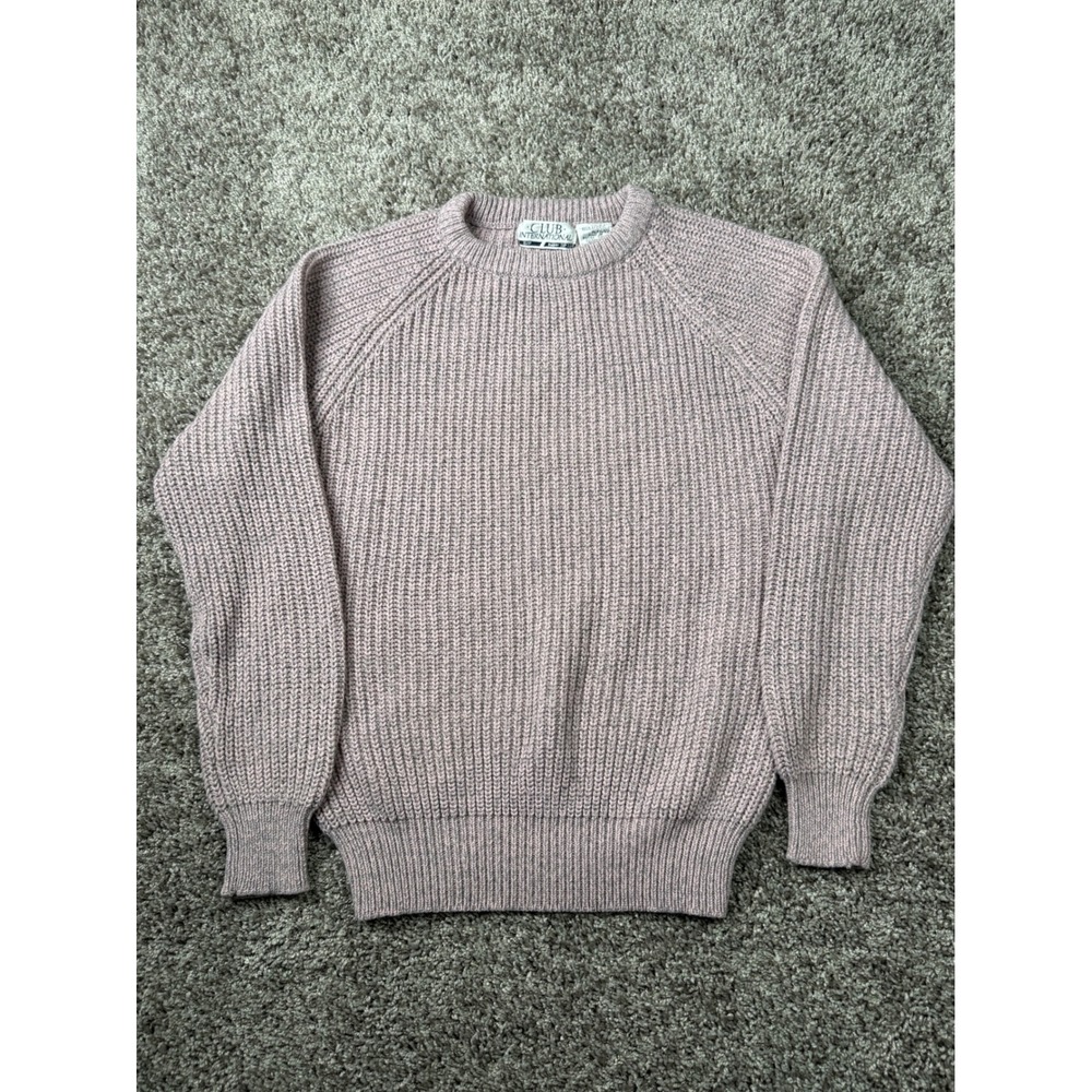 Vintage 80s 90s Club International Chunky Knit Sweater Mauve Pink Hong Kong
